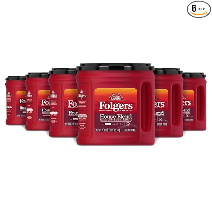 Folgers House Blend Medium Roast Ground Coffee, 25.9 Ounce (Pack of 6)