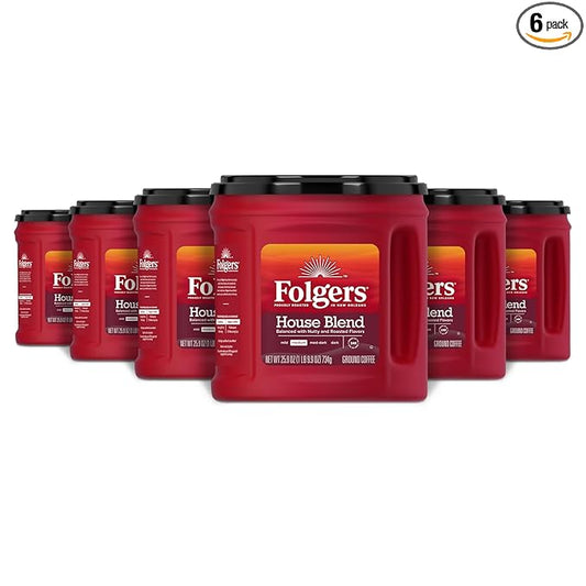 Folgers House Blend Medium Roast Ground Coffee, 25.9 Ounce (Pack of 6)