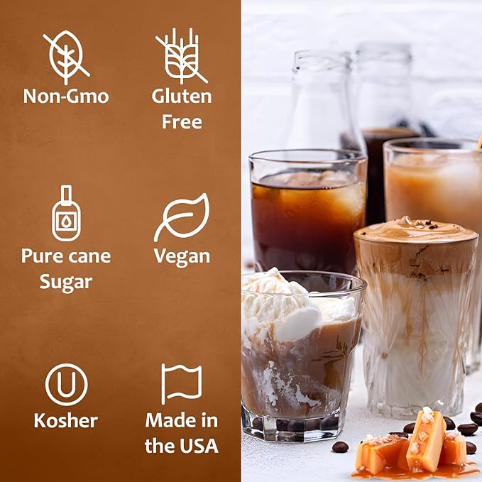 Syruvia Coffee Syrup Variety Pack - Hazelnut & Salted Caramel- Gluten - Free, Kosher, 25.4 fl oz Bottles - Enhance Your Coffee Experience with Premium Flavoring Syrups