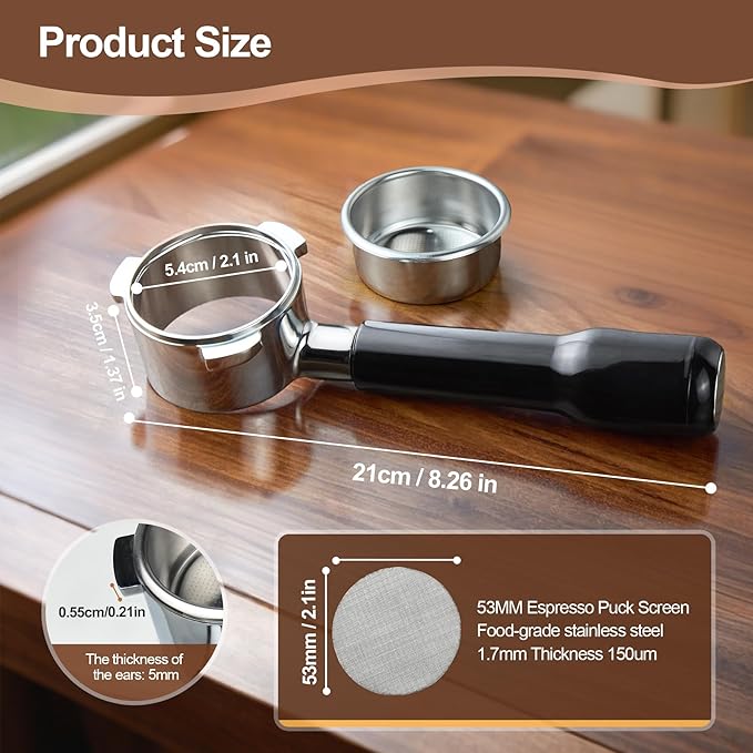 stochastic box 54 mm Bottomless Portafilter with Puck Screen, 3 Ears Espresso Portafilter Compatible with Breville Barista Express Machines,Stainless Steel Por tafilter and ABS Handle for kitchen