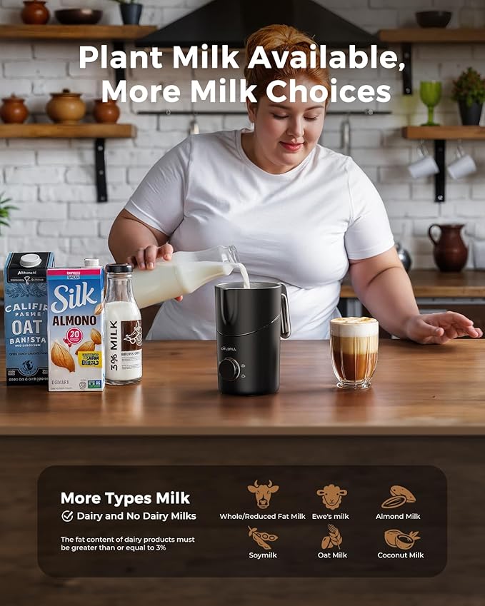 Milk Frother and Steamer, 8-in-1 Rechargeable Electric Milk Frother for Coffee, 13.5oz/400mL Large Capacity Automatic Warm and Cold Foam Maker, Hot Chocolate Maker Coffee Frother, Orange