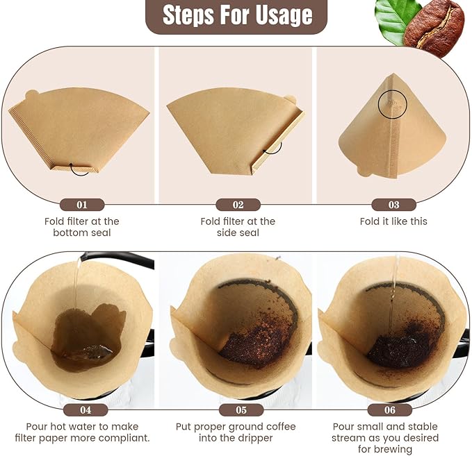 200 Count Cone Coffee Filters #4, Clinuse Unbleached Size 04 Coffee Filters 8-12 Cup, Disposable Natural Paper Filters, No.4 Cone Filters for Ninja, Cuisinart, Pour Over and Drip Coffee Maker