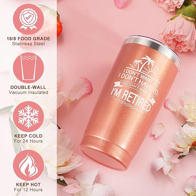Retirement Gifts for Woman, Happy Best Retirement Gifts for Women Coworker, Teacher, Nurse, Friends, Mom, Retirees, Funny Cool 20oz Tumbler Retirements Gift Basket for Coworkers Office & Family