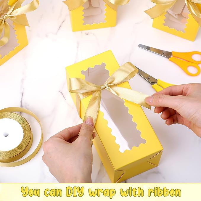 Windyun 100 Pcs Tumbler Gift Boxes for Sublimation Glass Exhibition Boxes Transparent for 12oz 16oz 20oz Shipping Cup Exhibition Packaging for Jars Mug Can Party Supplies(Yellow)