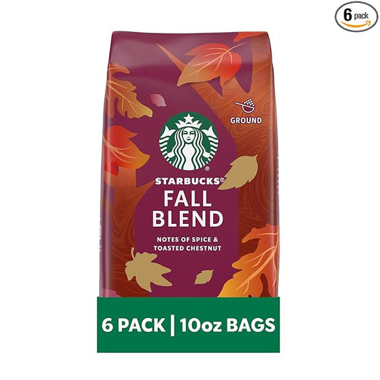 Starbucks Ground Coffee, Medium Roast Coffee, Fall Blend, 100% Arabica, Limited Edition, 6 Bags (10 Oz Each)