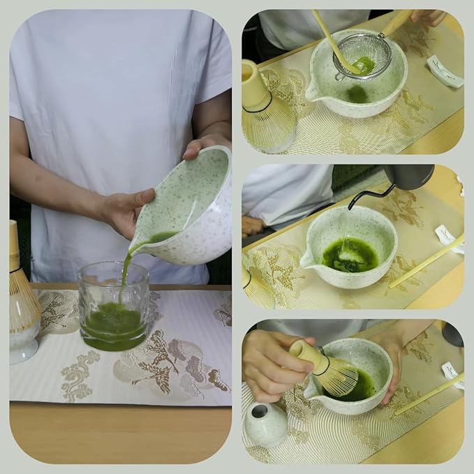 7-Piece Matcha Set - Complete Japanese Tea Ceremony Kit with Ceramic Bowl (Chawan), Bamboo Whisk (Chasen) & Holder, Scoop, Sifter & Cotton Towel - Perfect Matcha Starter Kit