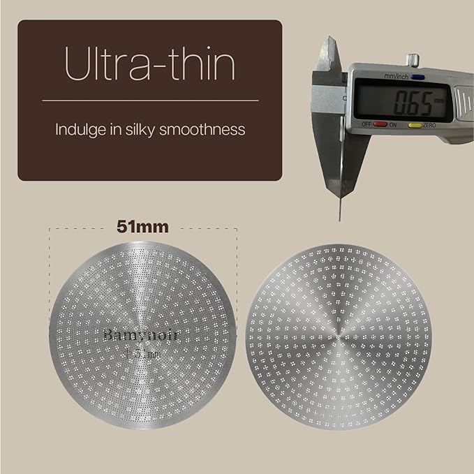 Espresso Puck Screen, 51mm Mesh Plate for Espresso Coffee Filter Basket, 0.65mm Thickness, Stainless Steel (1 Pack)