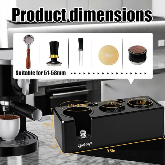 Espresso Tamping Station, Espresso Organizer Station Fit for 51/54/58mm Espresso Accessories, Plastic Espresso Station Coffee Tamper Station