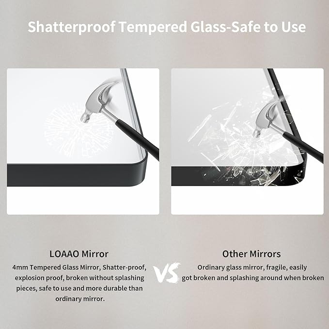LOAAO 55X36 Inch Black Metal Framed Bathroom Mirror for Wall, Matte Black Bathroom Vanity Mirror Farmhouse, Large Rounded Rectangle Mirror, Anti-Rust, Tempered Glass, Hangs Horizontally or Vertically