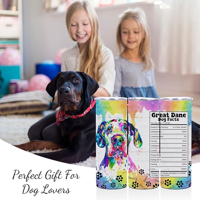 Great Dane Gifts for Women, 20 Oz Straight Skinny Tumblers, Stainless Steel Tumbler, Double Wall Vacuum Travel Mug, Dog Stuff Animal Coffee Cup, Insulated Coffee Mug Thermal Cup for Office, Outdoor