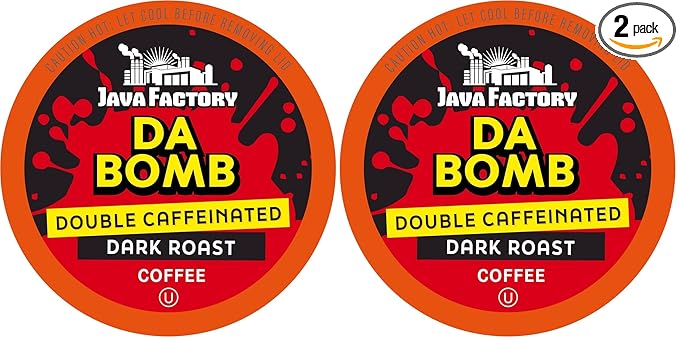 Java Factory Coffee Pods High Caffeine Coffee Compatible with K Cup Brewers Including 2.0,Da Bomb Extra Bold Double Caffeinated,80 Count (Pack of 2)