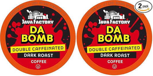 Java Factory Coffee Pods High Caffeine Coffee Compatible with K Cup Brewers Including 2.0,Da Bomb Extra Bold Double Caffeinated,80 Count (Pack of 2)