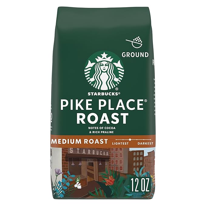 Starbucks Ground Coffee, Medium Roast Hot or Iced Coffee, Pike Place Roast, 12 oz