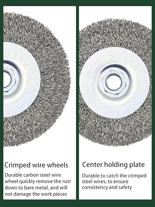 OSFTBVT Crimped Wire Wheel Brush 4in 5/8-11 Threads Arbor for 4-1/2" Angle Grinder Metal Rust Paint Stain Removal - 2pcs