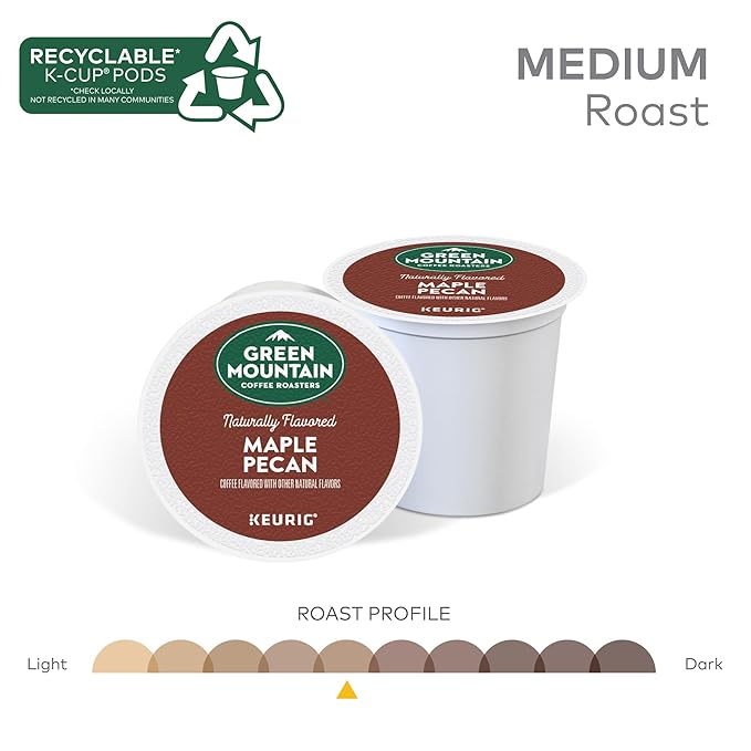 Green Mountain Coffee Roasters Maple Pecan Keurig K-Cup Pods, Light Roast Coffee, 60 Count