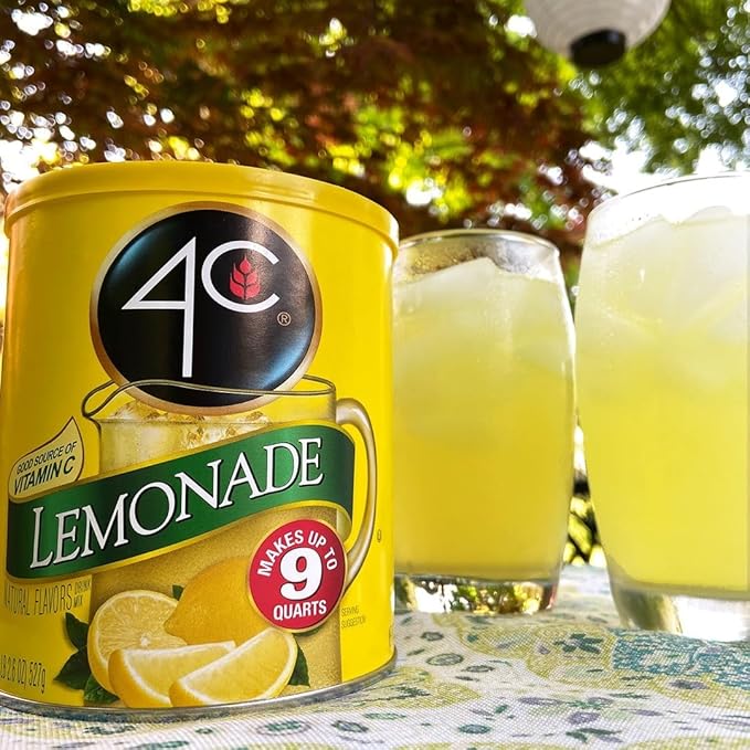 4C Powdered Drink Mix Canister, Lemonade 6 Pack, 9 Quarts, Family Sized Bin, Thirst Quenching Flavors