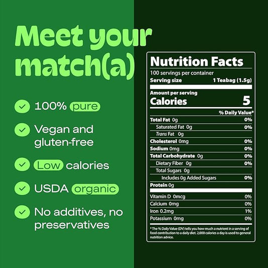 Matcha Teabags MatchaDNA Certified Organic Matcha Green Tea by MATCHA DNA - 100 Teabags