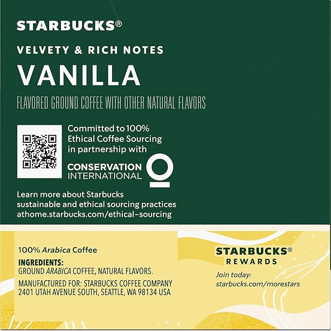 Starbucks Vanilla Flavored Coffee K-Cup Pods, Light Roast, 80 Count (Pack of 8 Boxes), Keurig Genuine K-Cup Pods
