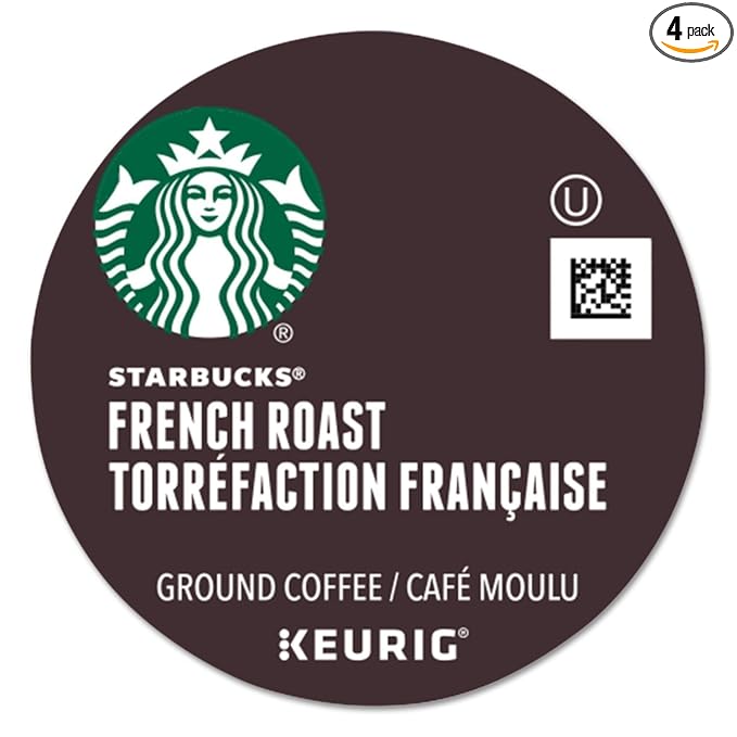Starbucks Coffee K-Cup Pods, French Roast, Dark Roast Coffee, Notes of Dark Caramel & Sweet Smoke, Keurig Genuine K-Cup Pods, 24 CT K-Cups/Box (Pack of 4 Boxes)