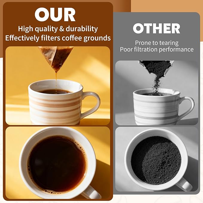 200 Count Cone Coffee Filters, Coffee Filters #2 Disposable, V60 Natural Unbleached Cone Paper Filter for Pour Over and Drip Coffee Maker, Suitable for Home Coffee Shop (2-4 Cup)