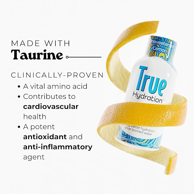 True Hydration Electrolyte Shots, 24-Pack – Supports Sleep Quality, Daily Wellness & Muscle Cramps – Magnesium, Potassium & Taurine – Zero Sugar, Zero Sodium – Unsweetened Lemon