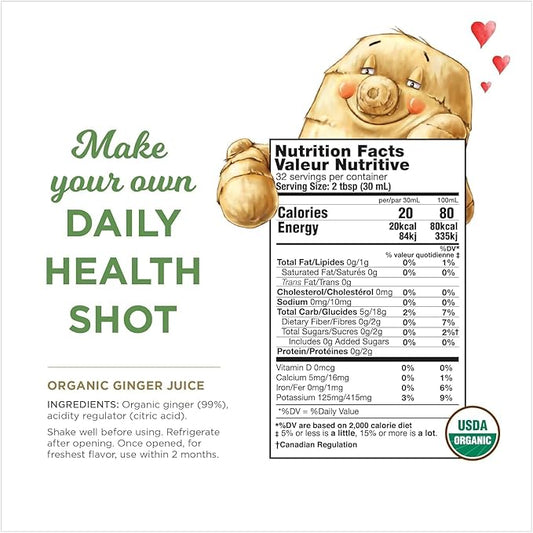 99% Pure Organic Ginger Juice by The Ginger People – Digestive Health, Premium Quality, 32 Fl Oz Bottle (Pack of 2)