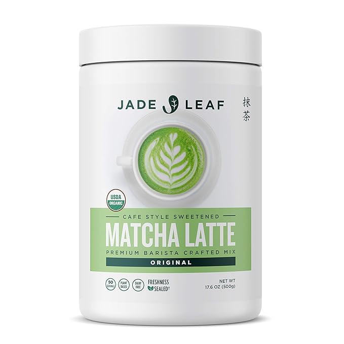 Jade Leaf Matcha Organic Premium Ceremonial Grade Matcha Green Tea Powder - Japanese - Culinary, Ingredient, Ceremonial Barista Teahouse, Latte, Collagen, 17.6 Ounce (Pack of 1), Matcha Latte