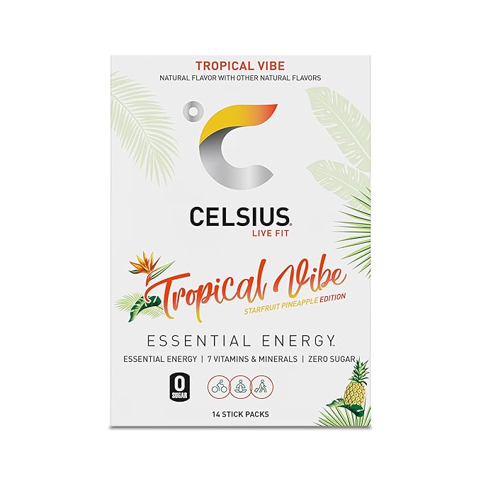 CELSIUS On The Go TROPICAL VIBE,Sugar Free Energy Drink Mix,(Pack of 28)