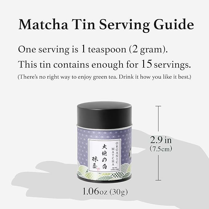 HAYASHIYA Organic Matcha Powder - Daichi - Ceremonial Grade, Authentic Japanese Matcha Green Tea Powder (30g / 1.06oz)
