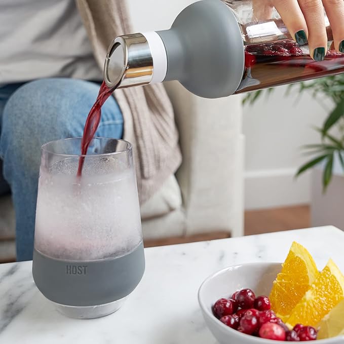 Host Freeze XL Wine Glass Cooling Cup, Double Walled Insulated Freezable Drink Chilling Tumbler for Aperol Spritz 12 Ounces Gray