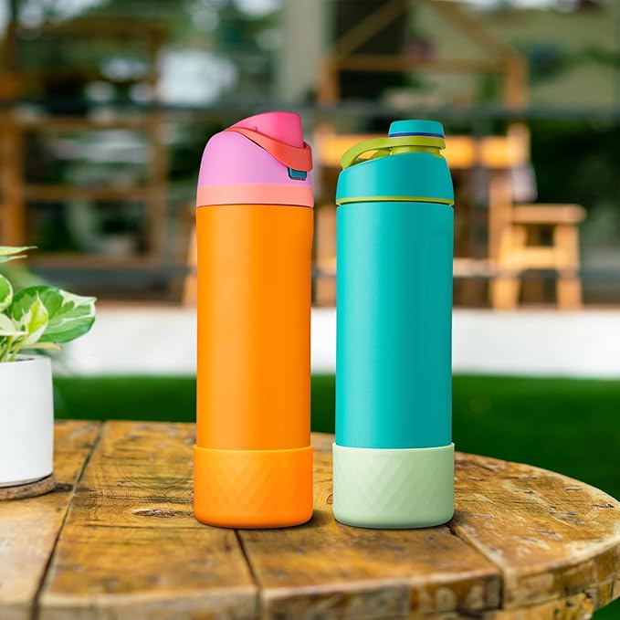 2PCS Silicone Water Bottle Boot for Owala 24oz 32oz 40oz, Anti-Slip Protective Sleeve Bottom Bumper Protector for FreeSip, Twist, and Flip Stainless Steel Water Bottles
