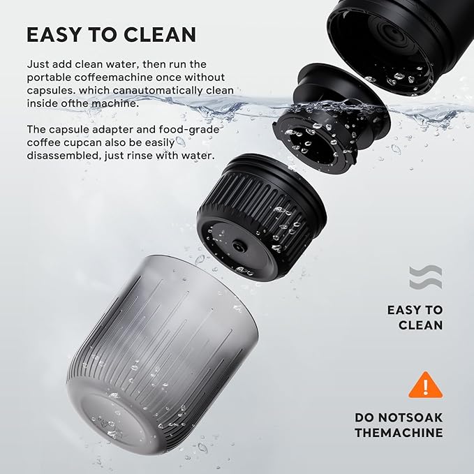 Portable Espresso Machine Mini 19Bar Rechargeable 2-in-1 Multi-Function Electric Coffee Machine One Key Extraction Compatible with NS Capsules and Ground Coffee for Office Home 7800MAH (White)