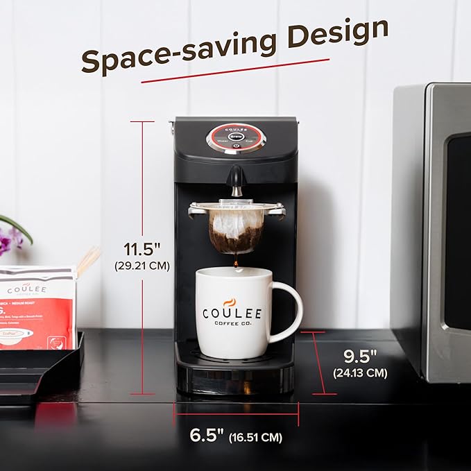 SWIRL Single Serve Pour Over Coffee Maker, Electric Kitchen Appliances, Plastic Free Brewing, Use with Cups or Mugs, Automated Pour Over, Black