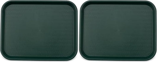 Carlisle FoodService Products Cafe Plastic Fast Food Tray for Cafeteria, 14" x 18", Green (Pack of 2)