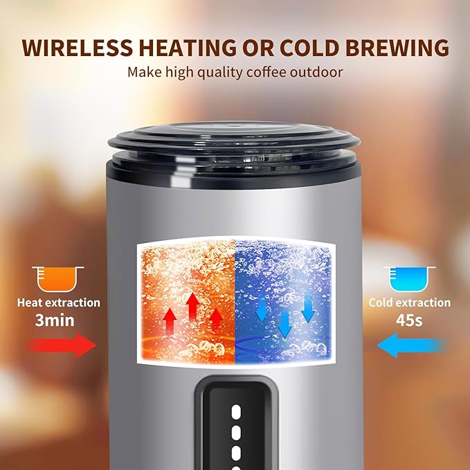Leozora Portable Espresso Maker, 20Bar Professional Pressure, Stainless Steel Body, 7500mAh USB-C Rechargeable, 3-in-1 for Ground Coffee & Nespresso/DG Capsules, Ideal for Camping, Car, Office,Silvery
