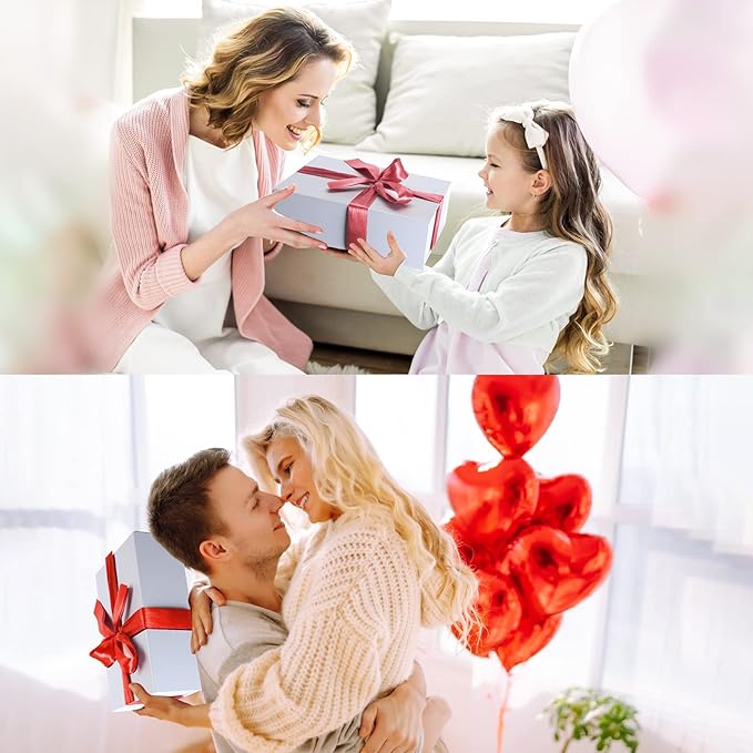 4 Pack 12x8x4 Inches Gift Boxes with Magnetic Closure Lids, White Magnetic Box for Wedding, Groomsmen Bridesmaid Proposal, Birthdays, Mother's Day
