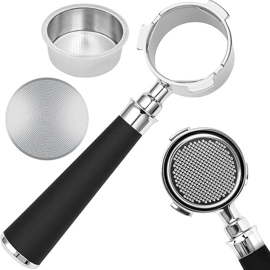 51mm Bottomless Portafilter 3 Ears Fits for Delonghi Dedica EC680/EC685/EC885 and SMEG, Includes Puck Screen, Double Shot Filter Basket