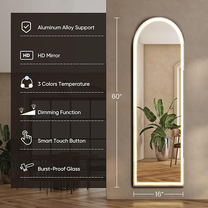 NEWBULIG Full Length Mirror, Upgraded Body Wall Mirrors with Shatter-Proof Glass, Floor Standing Mirror, Home Wall Decor