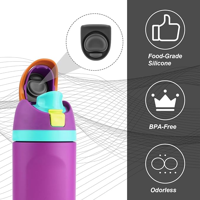 4pcs Replacement Stopper Compatible with Owala FreeSip 24oz 32oz, Water Bottle Top Lid Gasket for Owala 19/24/32/40oz Seal Bottle Cap Mouth Stopper Part Silicone Plug Accessories BPA-Free (Black)
