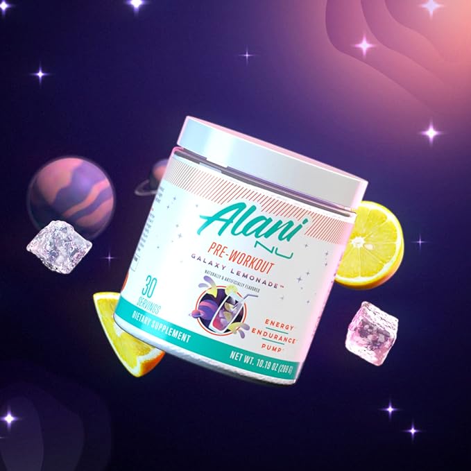 Alani Nu Pre Workout Powder GLAXAY Lemonade, Amino Energy Boost, Endurance Supplement, Sugar Free, 200mg Caffeine, L-Theanine, Beta-Alanine, L-Citrulline, 30 Servings
