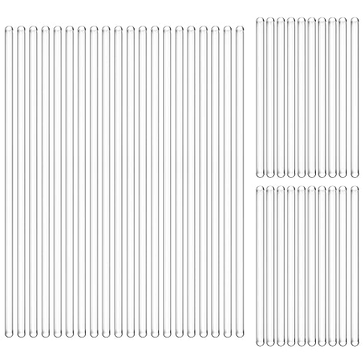 Yarlung 40 Pcs Glass Stirring Rods, 12" and 5" Length 7 mm Diameter, Clear Stir Sticks with Both Ends Round for Lab Science Education, Kitchen Bar Cocktail Beverage
