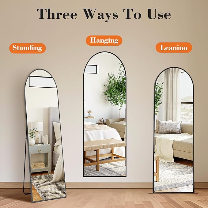 NEWBULIG Full Length Mirror, Upgraded Body Wall Mirrors with Shatter-Proof Glass, Floor Standing Mirror, Home Wall Decor