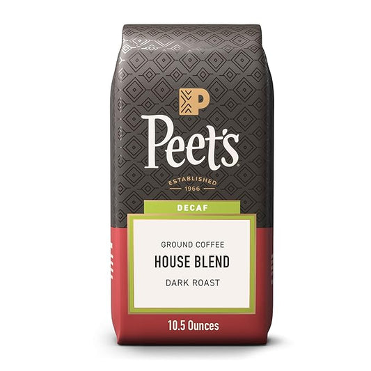 Peet's Coffee, Dark Roast Ground Coffee - Decaf House Blend 10.5 Ounce Bag