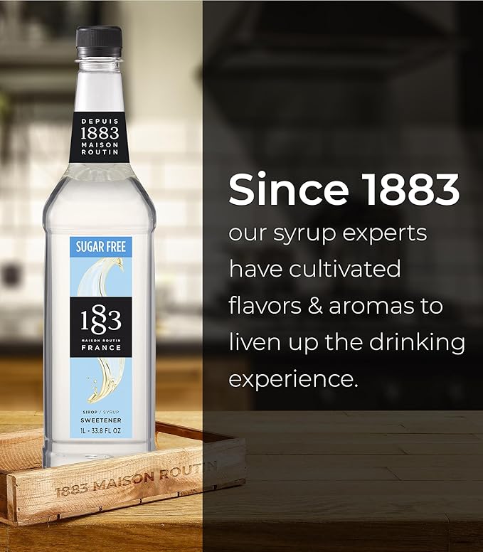 1883 Sugar Free Sweetener Syrup,Perfect Flavored Syrup for Hot & Iced Beverages,1 Liter Plastic Bottle