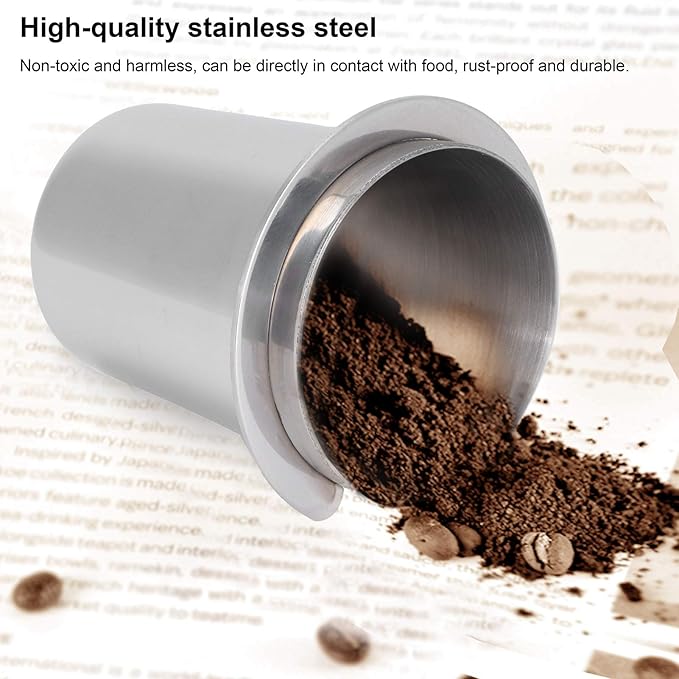 Ktsxxops Coffee Dosing Cup 51mm Coffee Bean Dosing Cup, Stainless Steel Coffee Dosing Cup Coffee Machine Handle Dosing Cup Mug Coffee Powder Feeder Part