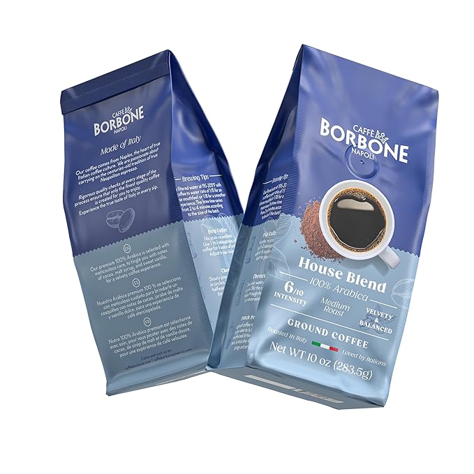 Caffè Borbone House Blend Ground Coffee (60 ounces) - Medium Roast, 100% Arabica, Expertly Roasted in Italy for a Rich and Smooth Taste, 6 Bags (10 oz each)