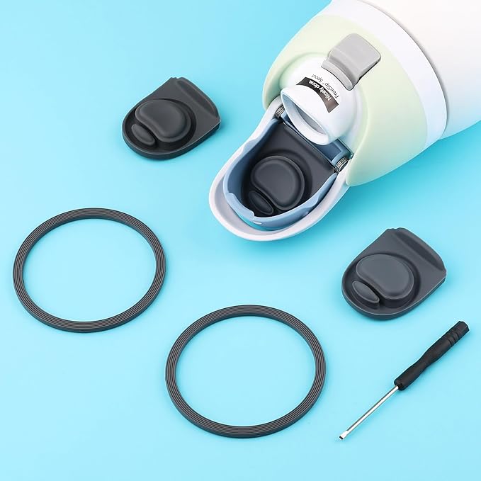Joshey 4Pack Rubber Seal Replacement Gasket & Stopper Set, Compatible with Owala Freesip 24oz 32oz Bottle Spout Lid-Silicone Gasket Replacement Parts (Gray)