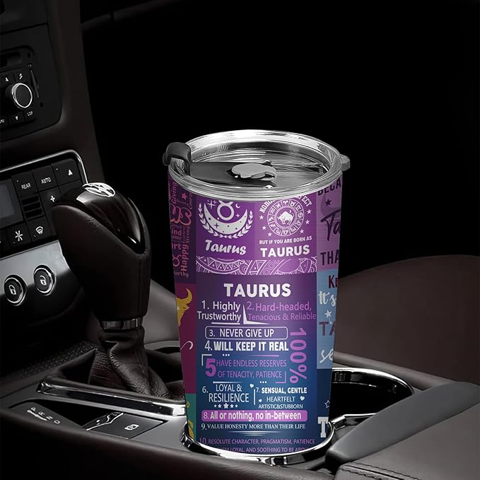 Taurus Gifts for Women,Taurus Birthday Gifts Tumbler,Zodiac Taurus Cup, Astrology Gothic Witchy Gifts Constellation Insulated Tumbler With Lid Coffee Mug 20 OZ
