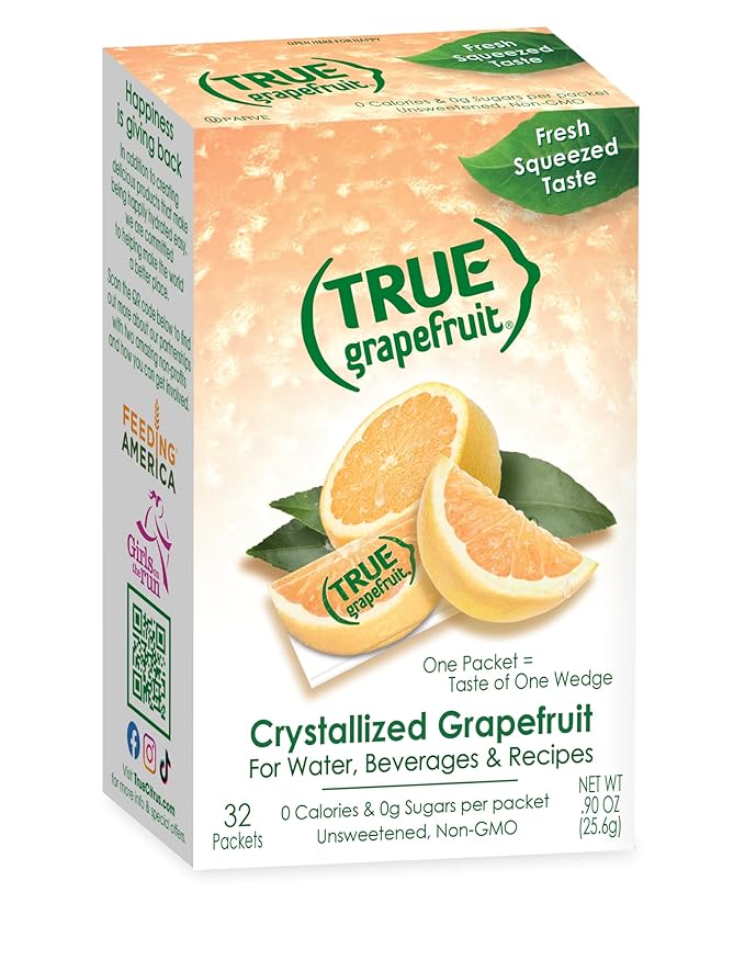 True Grapefruit 32ct (Pack of 1) - Water Enhancer - Bulk Dispenser - 0 Calorie Drink Mix Packets For Water - Sugar Free Grapefruit Flavoring Powder Packets