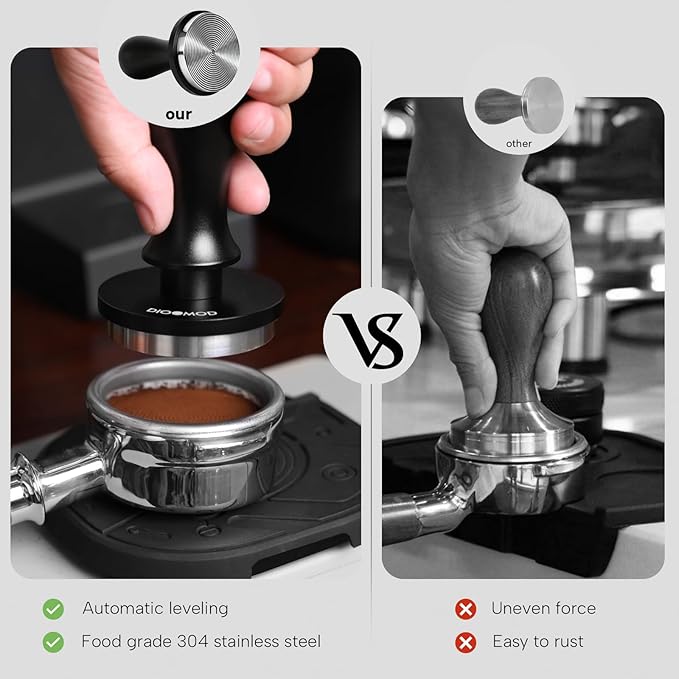 54mm Espresso Tamper – Spring Loaded Coffee Tamper Tool with 30lbs Pressure, Stainless Steel Flat Base for Breville Sage Portafilter Basket, Barista Accessories